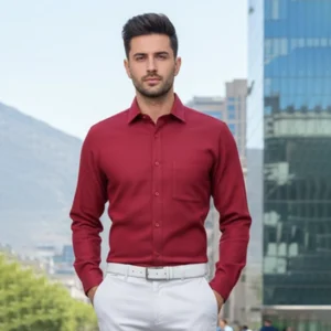 Celebrity Linen and Cotton blended Shirt Beautiful Dark pink color plain shirt