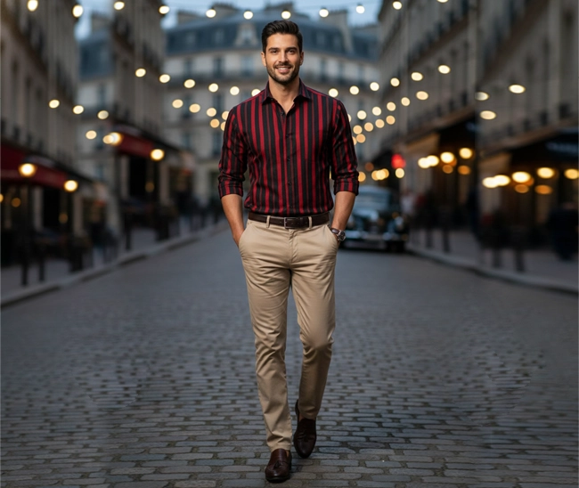 Celebrity Premium Linen Shirts Black and Red line Celebrity Premium Linen Shirts Black and Red line