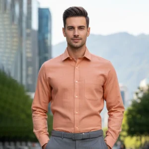 Celebrity Linen and Cotton blended Shirts Sandal Rose plain colour