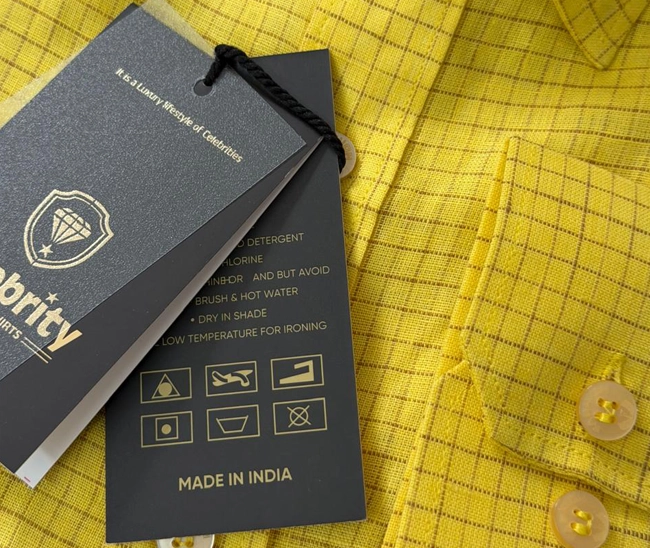 celebrity premium shirts yellow colour with narrow black checks (full sleeve) celebrity premium shirts yellow colour with narrow black checks (full sleeve)