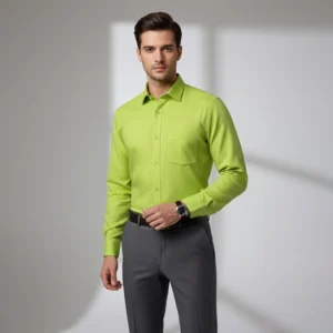 Celebrity Premium Linen Shirts Light Green Colour with Narrow Cream Lines