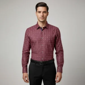 Celebrity cotton Shirts Meroon color with small floral prints