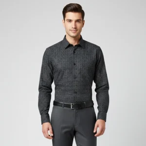 Celebrity Premium Cotton Shirts Black with small floral design