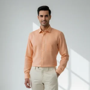 celebrity premium beautiful saffron colour with a narrow blue stripes (full sleeve)