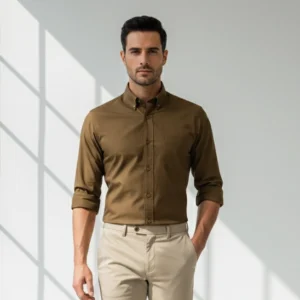 Celebrity Premium cotton Coffee Colour Collar Buttons