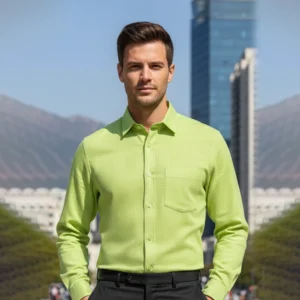 celebrity linen & cotton blended shirts light green (full sleeve)