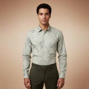 Home Celebrity Premium Cotton Cloth Light Olive Colour with Black Designs