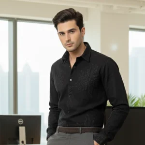 celebrity premium beautiful black colour with light black design like threads (full sleeve) (copy)