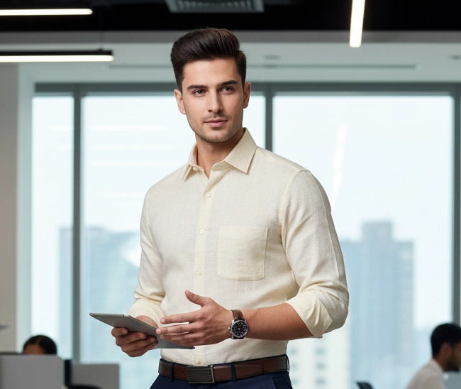 celebrity premium linen cloth cream colour (full sleeve) celebrity premium linen cloth cream colour (full sleeve)