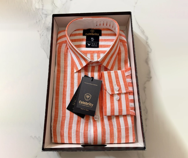 celebrity premium linen cloth white with saffron lines (full sleeve) celebrity premium linen cloth white with saffron lines (full sleeve)