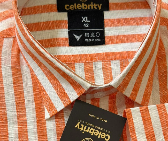 celebrity premium linen cloth white with saffron lines (full sleeve) celebrity premium linen cloth white with saffron lines (full sleeve)