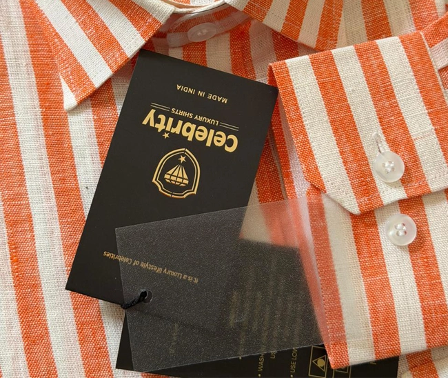 celebrity premium linen cloth white with saffron lines (full sleeve) celebrity premium linen cloth white with saffron lines (full sleeve)