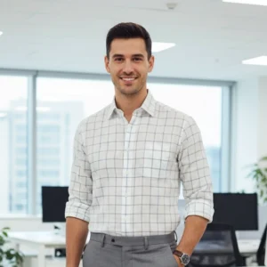 celebrity royal class linen cloth white with light green design (full sleeve)