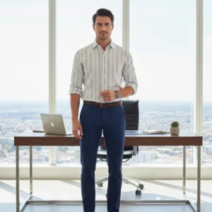 celebrity royal class linen cloth white colour stripes (full sleeve)