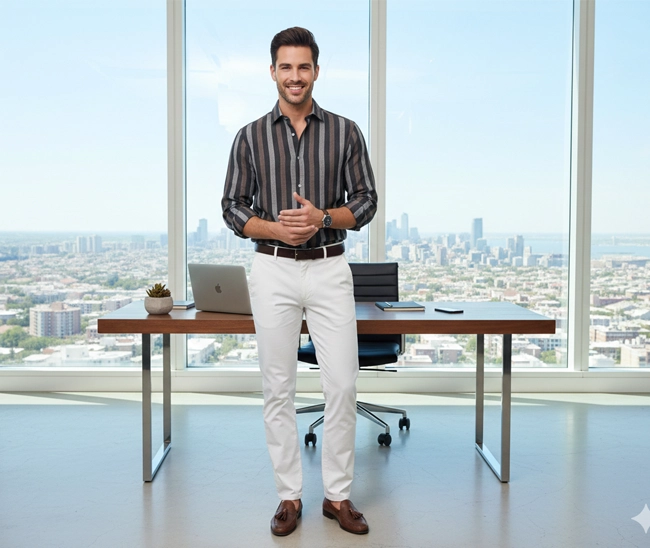 celebrity royal class linen cloth white with dark green stripes (full sleeve) celebrity royal class linen cloth white with dark green stripes (full sleeve)