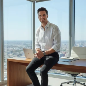 celebrity royal class linen cloth white with blue stripes (full sleeve)