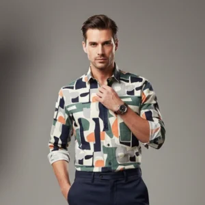 celebrity royal white orange and black mixed design (full sleeve)