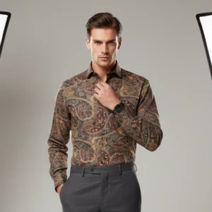 celebrity royal linen cloth multi colour with golden design (full sleeve)