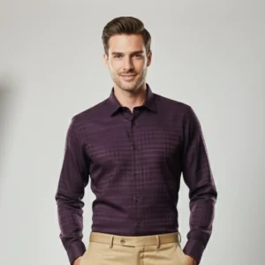 celebrity cotton fabrics violet with slight design (full sleeve)