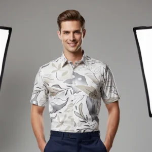 celebrity premium white with black and ash floral design (half sleeve)